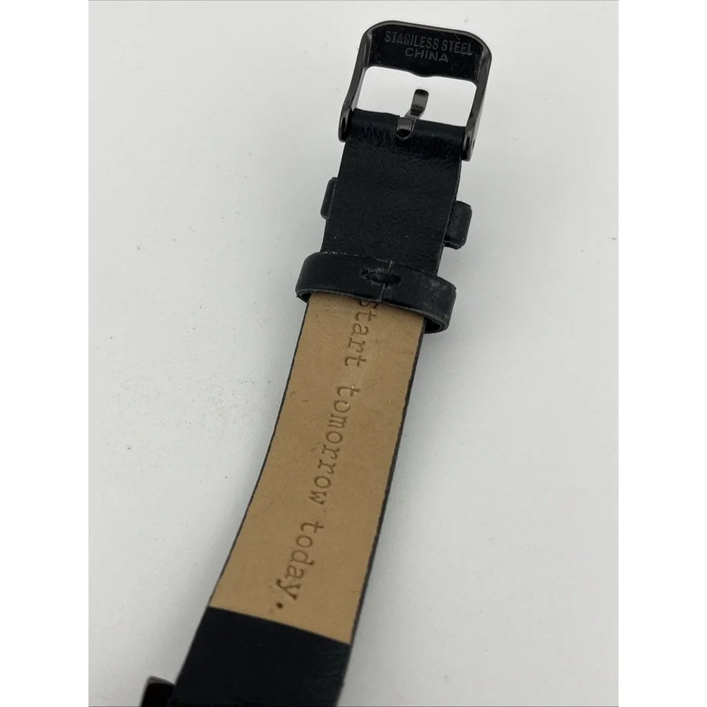 A Day New Watch Women 35mm Case Tortoise Shell Bezel Black Band- New‎ Battery